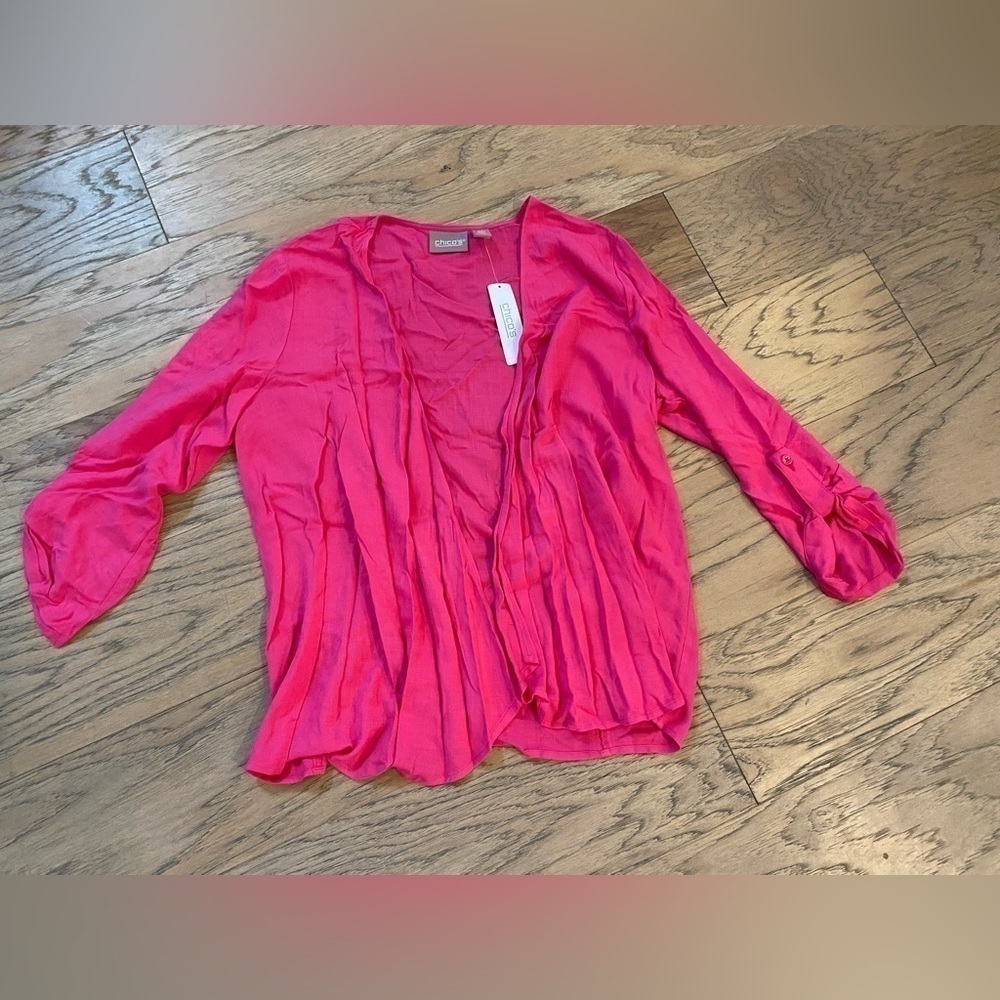 Chicos Soft Crosshatch Drape Jacket